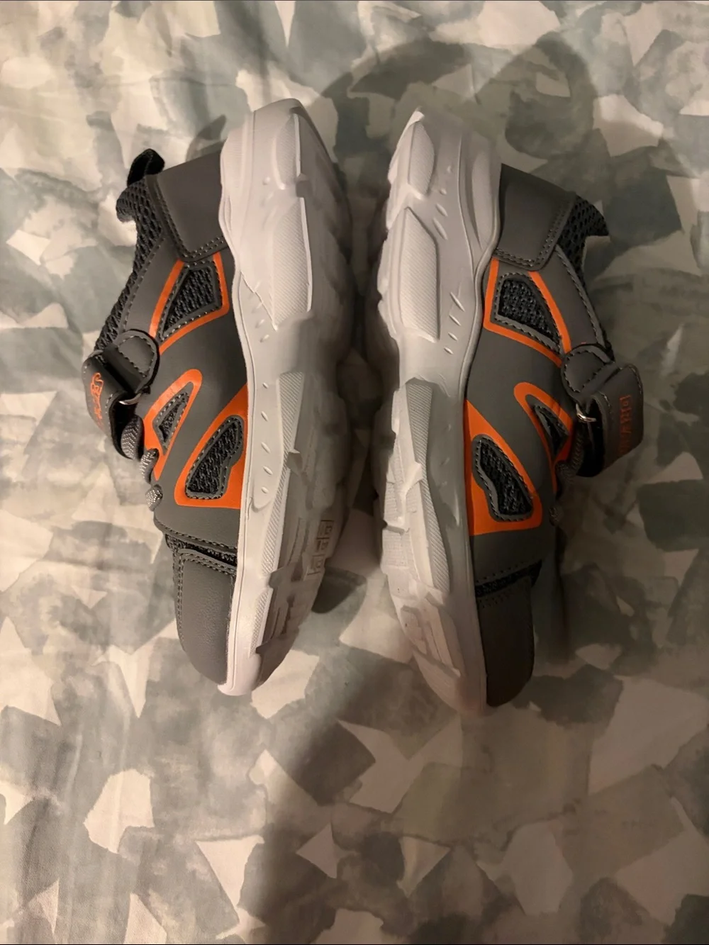 Dream Pairs Kids Gray and Orange Hook-and-Loop Sneakers